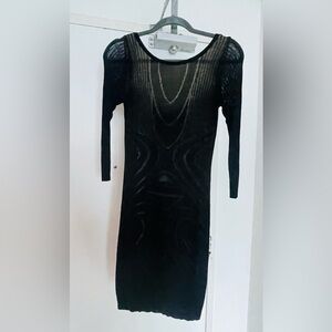 bec + bridge Black Textured Long Sleeve Dress